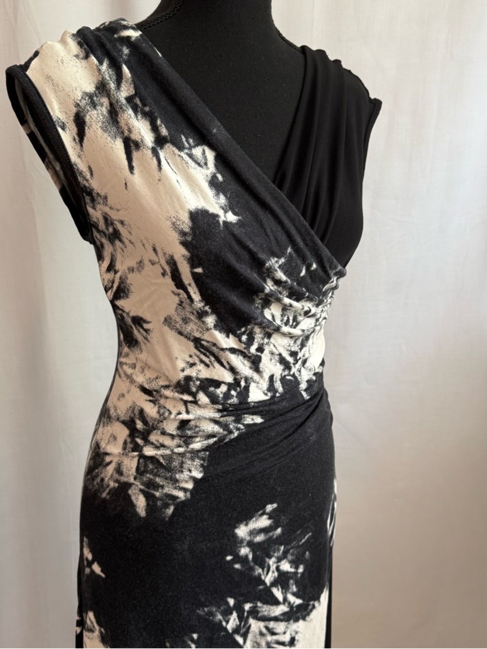 Joseph Ribkoff Black & White Asymmetrical Wrap Dress